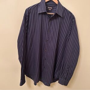 Michael Kors Men's Stripped, Long Sleeve, Dark Blue , Size Large